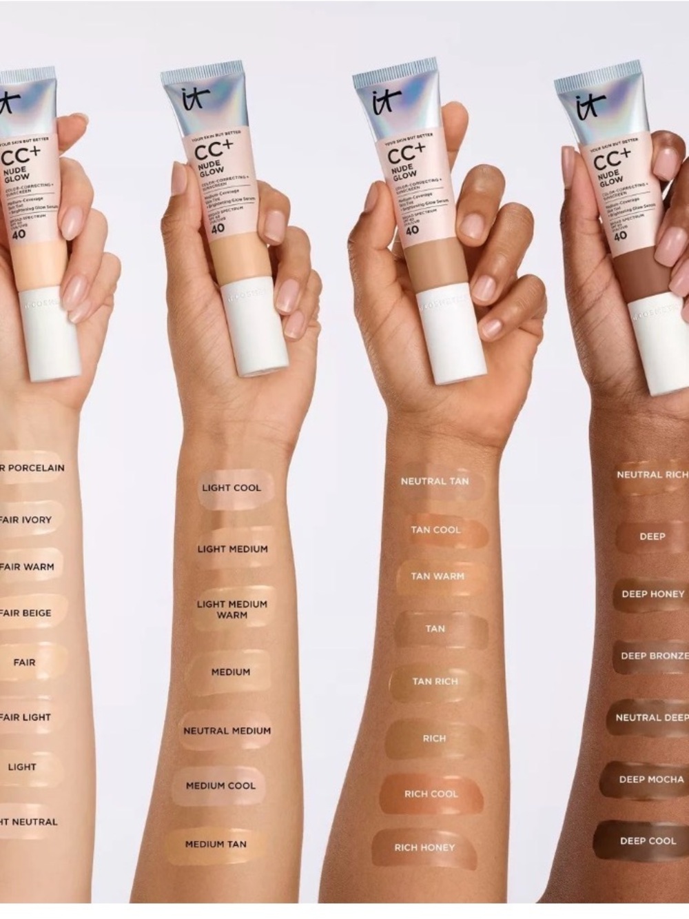 IT Cosmetics CC+ Nude Glow Foundation + Glow SPF 40- Light and Makeup Bag Bundle - Picture 15 of 16